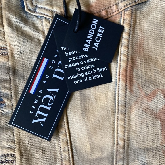 New men’s Sz L Si Tu Veux casual tie dyed casual party denim jean jacket - Picture 9 of 14